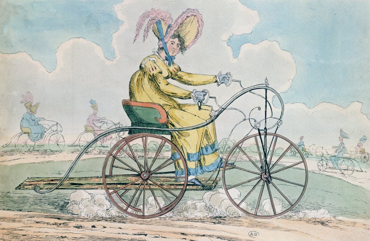 Cykel med tre hjul, Damernas hobby, 1819 av English School