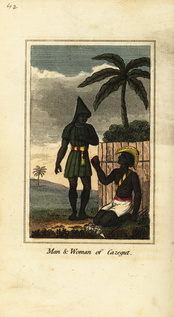 Bijogos man och kvinna från Cazegut (Bissagos Islands, Guinea Bissau, Västafrika) av English School