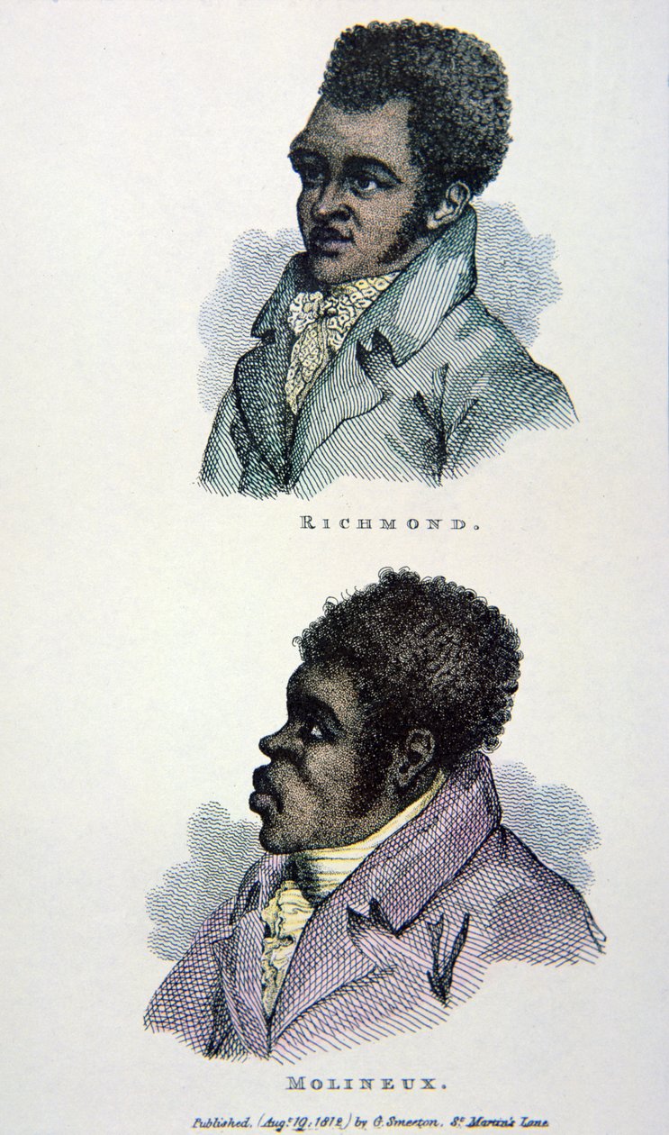 Bill Richmond och Tom Molineaux, tryck publicerat 1812 (lito i färg) av English School