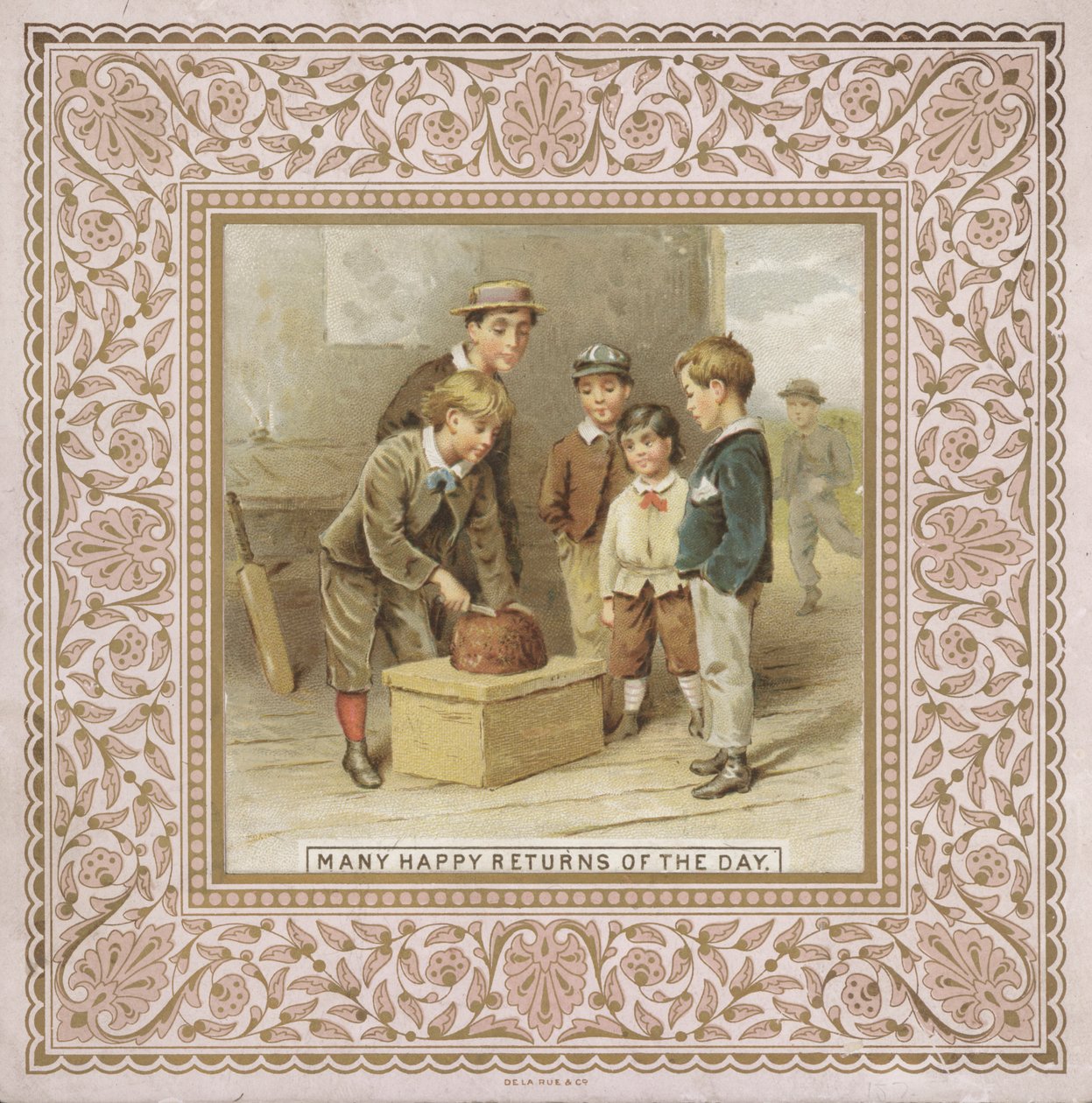 Födelsedagskort (chromolitho) av English School