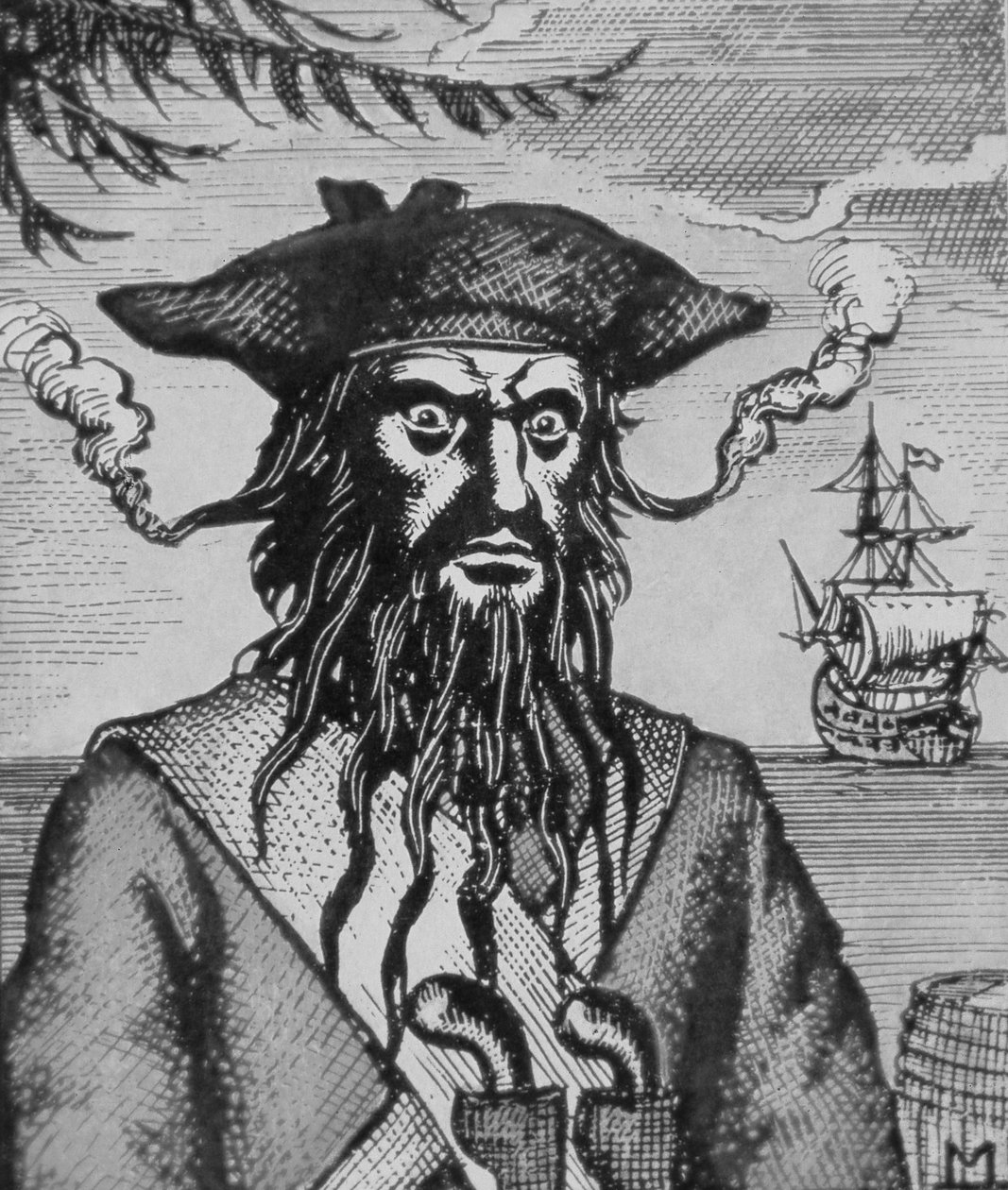 Piraten Svartskägg (träsnitt) av English School