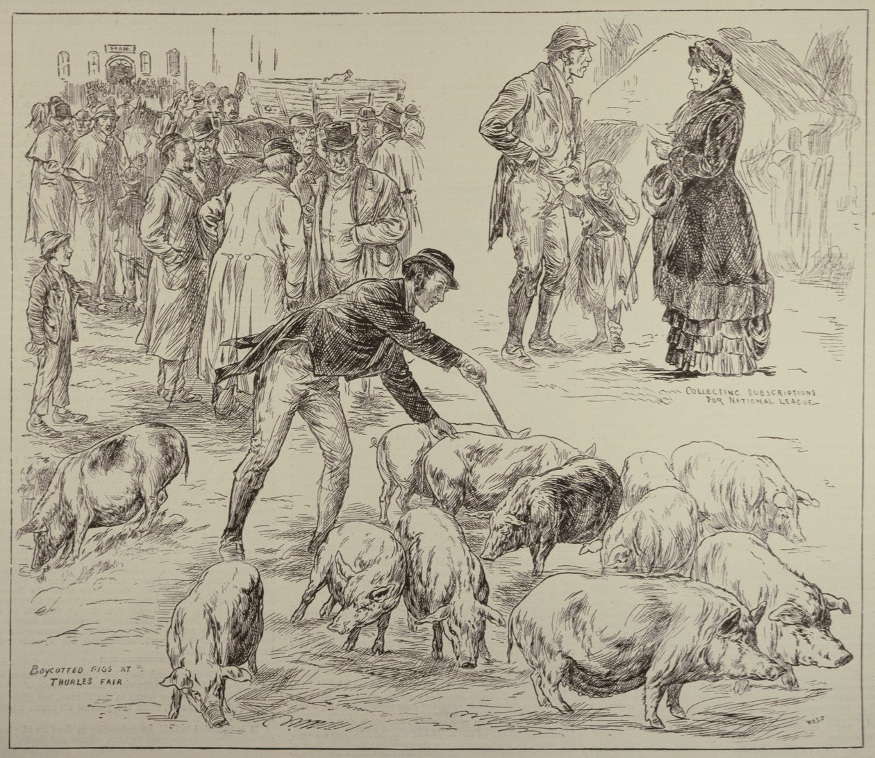 Bojkott i Irland, från The Illustrated London News, 4 oktober 1886 av English School