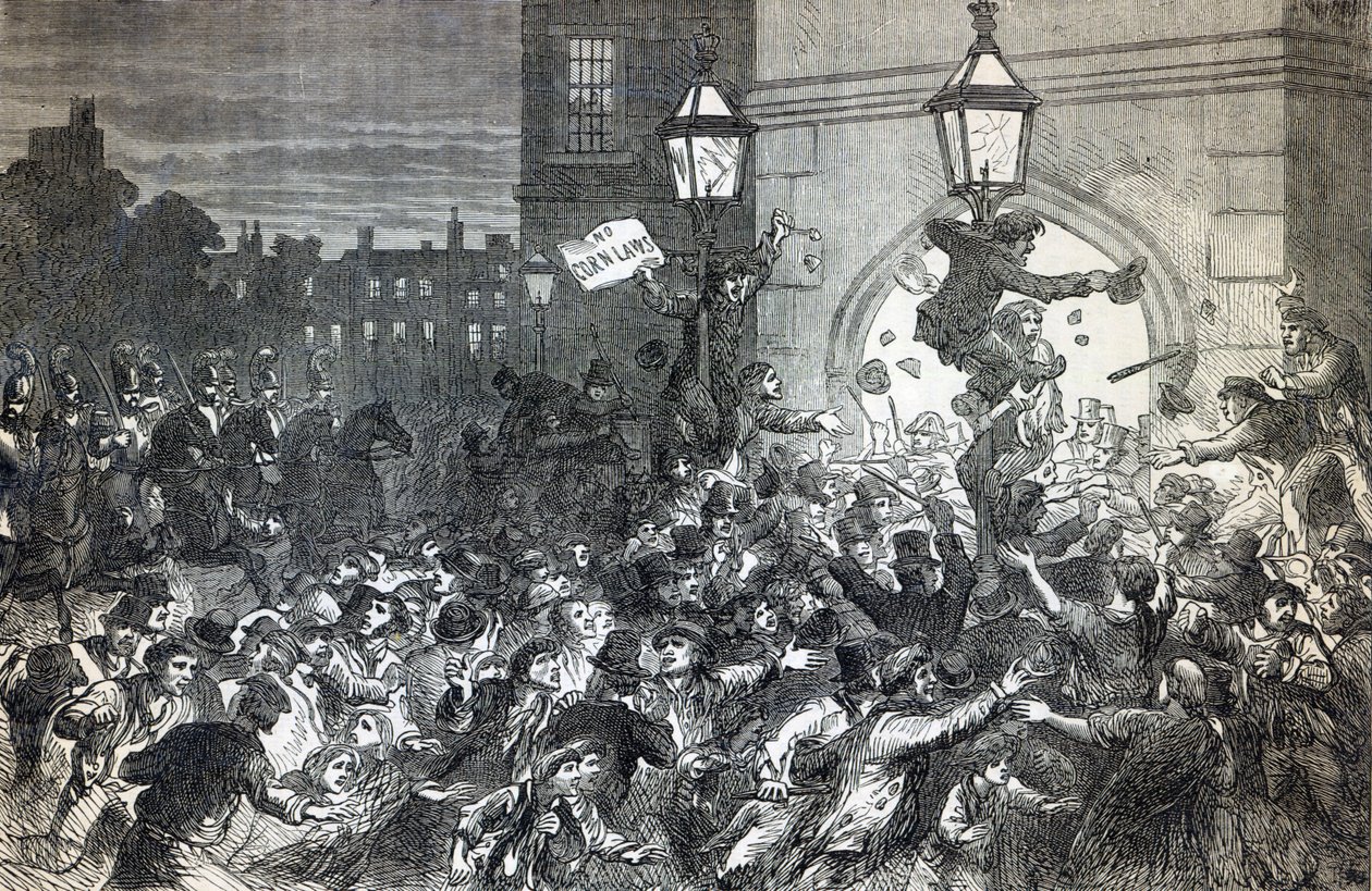 Bread Riot vid ingången till underhuset 1815 av English School