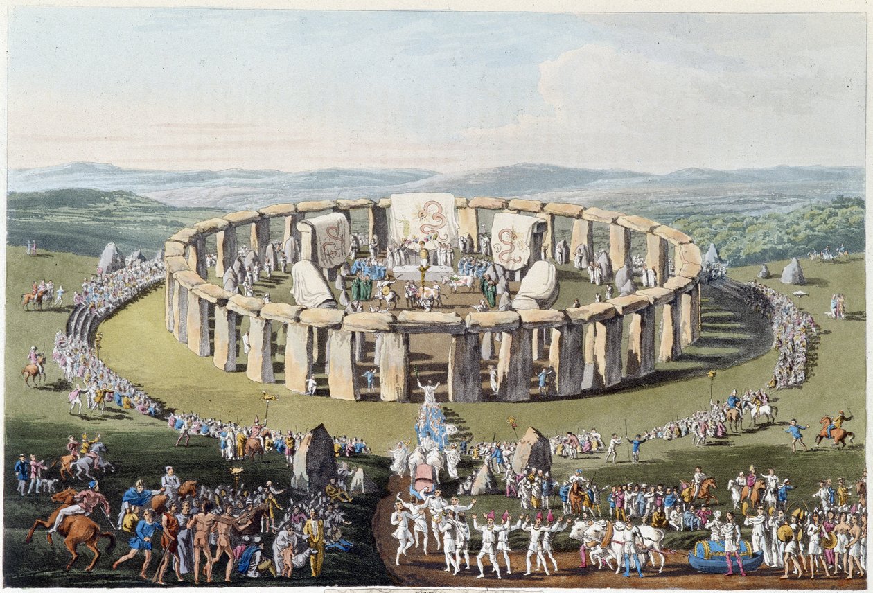 Breton festival på ett megalitfält (med dolmens och menhirs) - i "" kelter och goter, seder hos invånarna på de brittiska öarna i början av 600-talet och de gotiska nationerna på Östersjöns västkust"", av S.R. Meyrick och Ch. Smed av English School