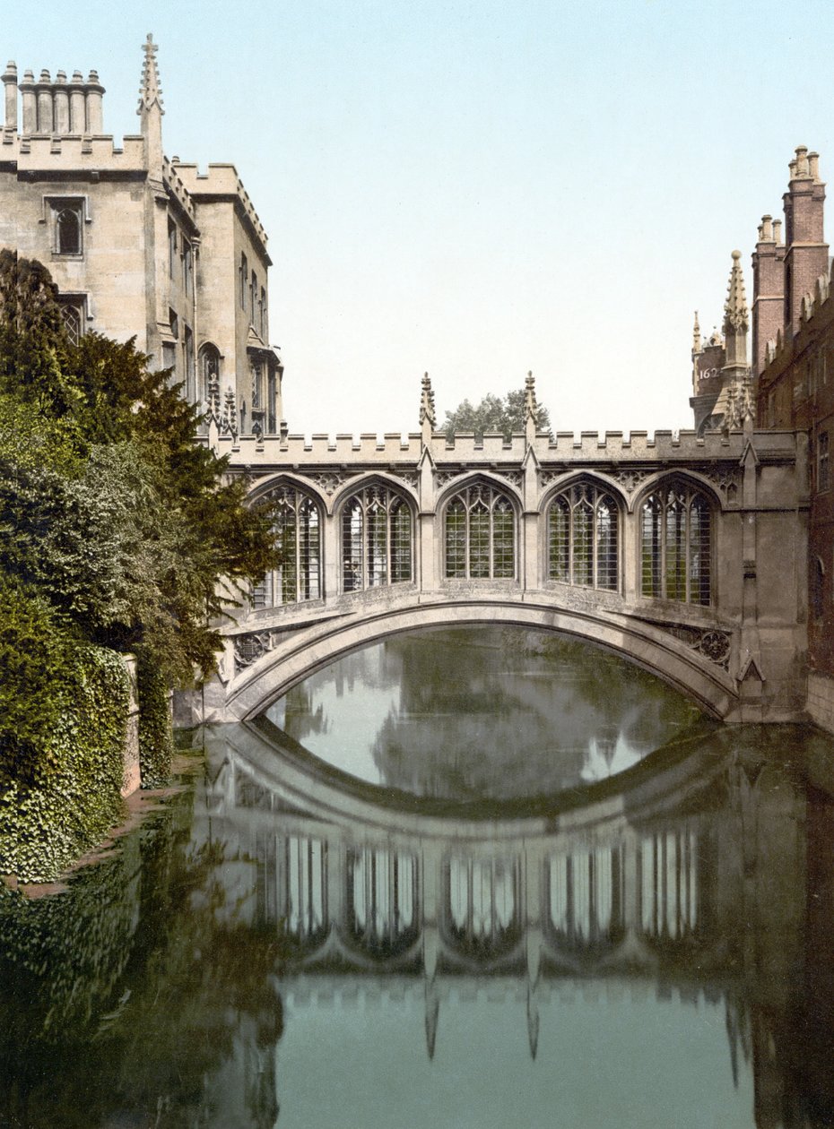 Bridge of Sighs, Cambridge (handfärgat foto) av English School