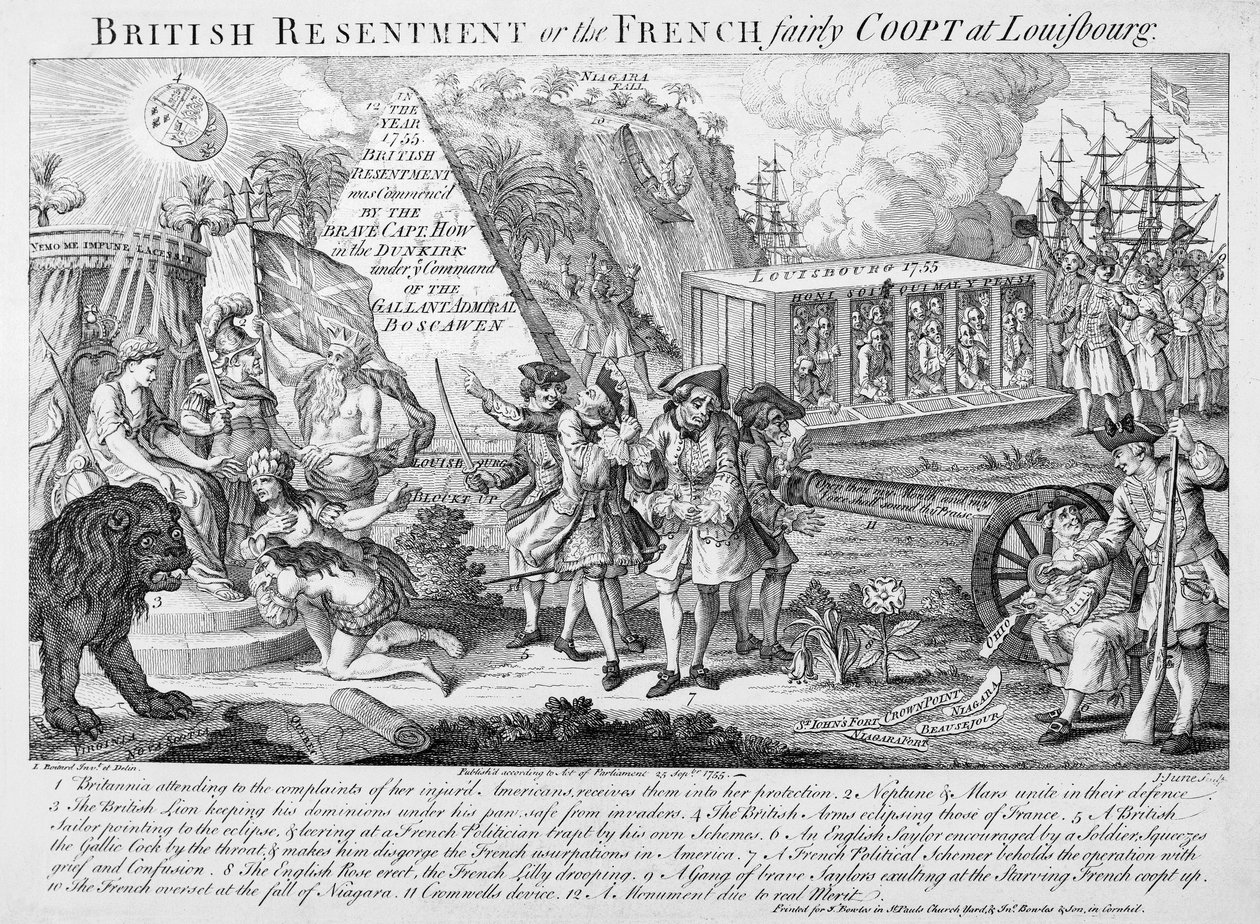British Resentment eller, den franska Fairly Coopt i Louisbourg, publicerad 25 september 1755 (se även 286310) av English School