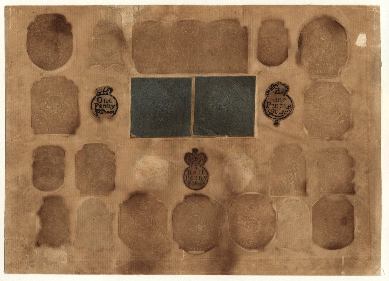 Brittiska skattefrimärken, c.1765 av English School