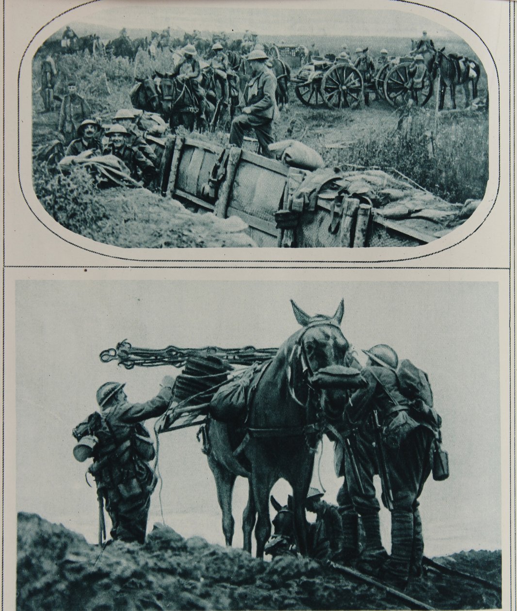 Brittiska artillerister med packhästar, Flandern, augusti 1917 av English School
