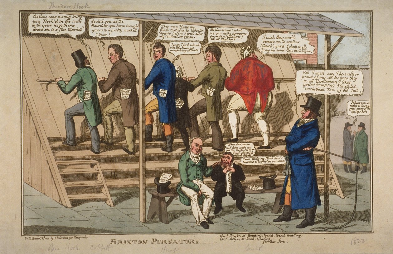 Brixton Purgatory, 1822 (handfärgad etsning) av English School