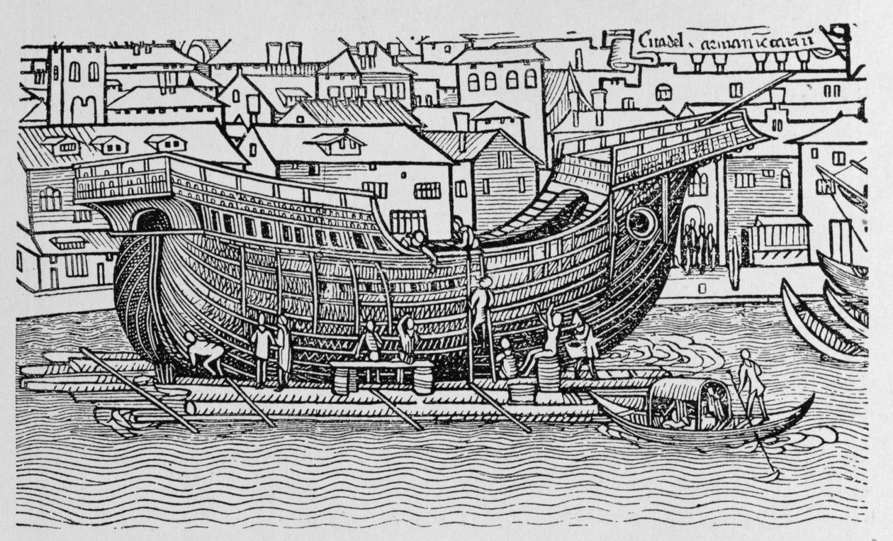 Building a Ship, ur "The Narrative and Critical History of America", redigerad av Justin Winsor, London 1886. av English School