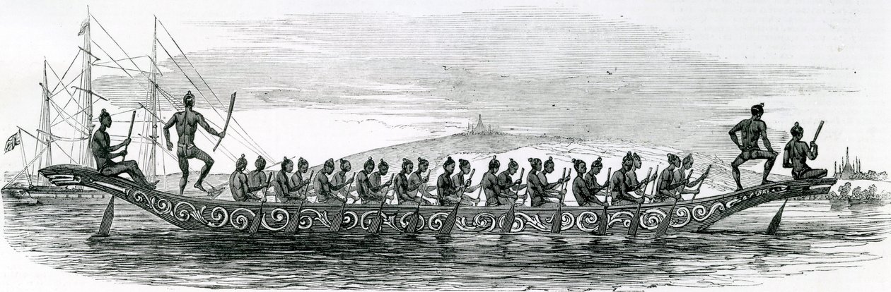 Burmese War Boat, hämtad från The London Illustrated News, 1852 av English School