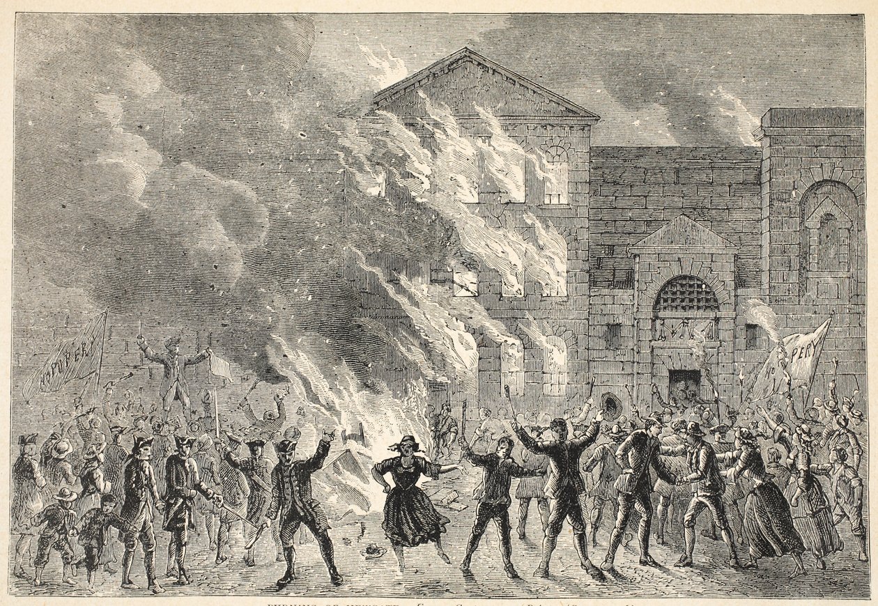 Burning of Newgate, från ett samtida tryck av English School