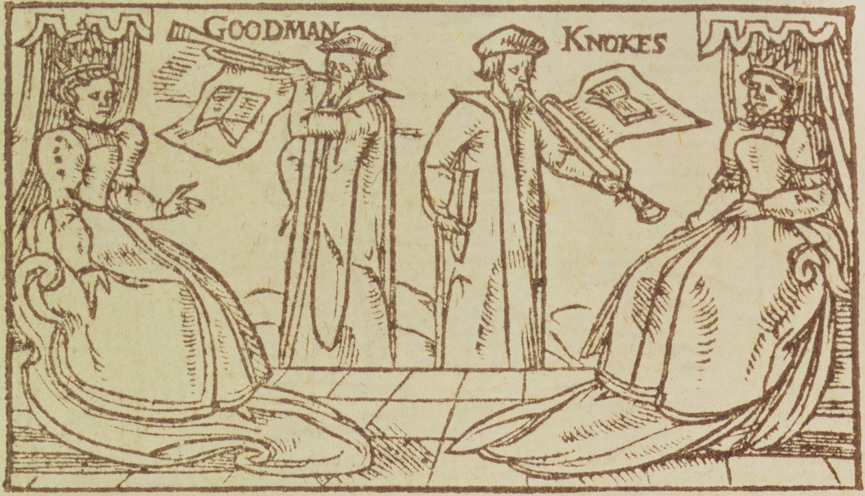 C37 d.47 bi.fii John Knox och Christopher Goodman haranguing Mark Queen of Scots av English School