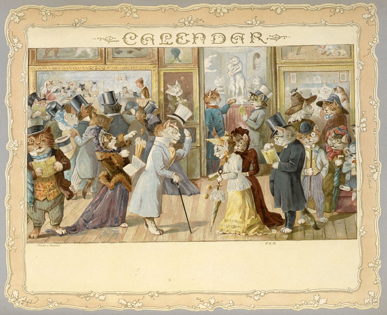 Kalender. Främre omslag föreställande katter. Trevliga överraskningar för människor i alla storlekar. [På vers. Med illustrationer.]London: E. Nister, [1892] av English School