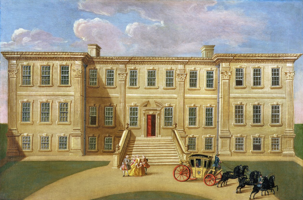 Calke Hall, Derbyshire, le Nofoa o Sir Henry Harpur, Baronet, c.1734 swed av English School