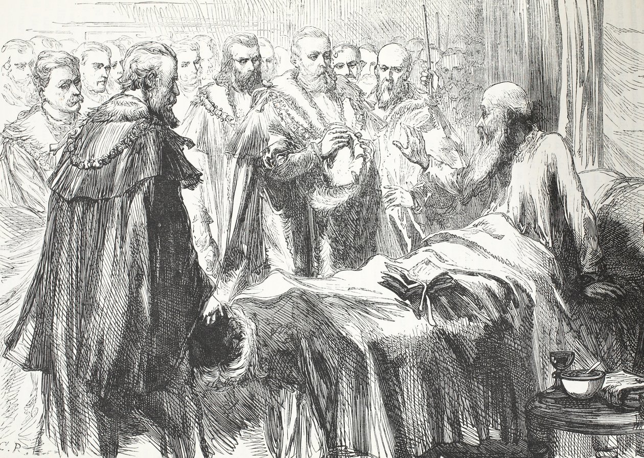 Calvin talar till rådet för sista gången, illustration från The History of Protestantism av James Aitken Wylie (1808-1890), pub. 1878 av English School