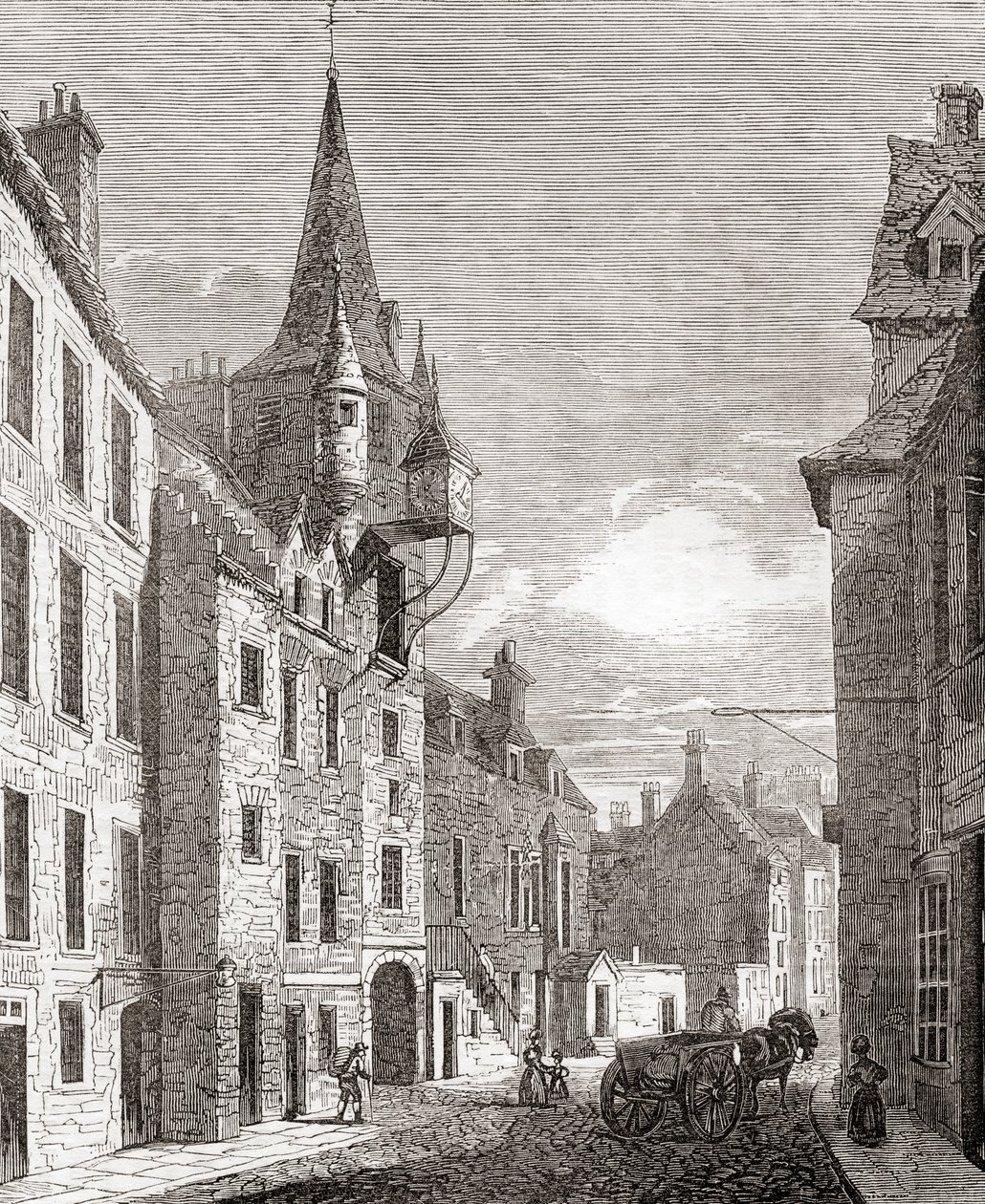 Canongate Jail, Edinburgh, Skottland, från Old England: A Pictorial Museum, pub. 1847 av English School