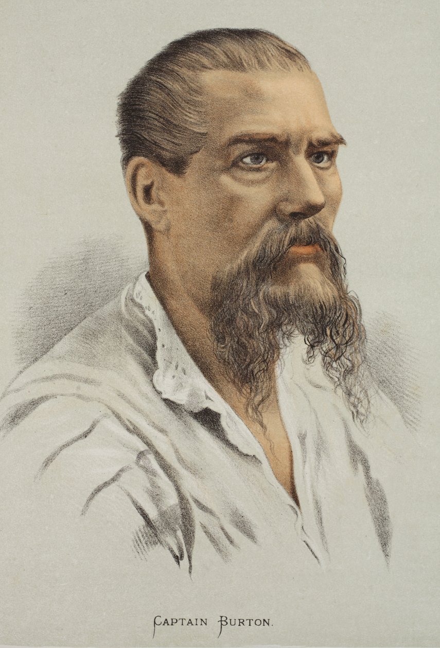 Kapten Burton, illustration från The Pictorial Edition av David Livingstones liv och upptäckter av J. Ewing Richie, pub. av A. Fullarton & Co., 1876 av English School