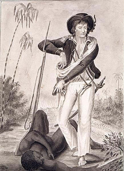 Kapten John Gabriel Stedman (1744-97), ca 1800 (penna och tvätt på papper) (s/v foto) av English School