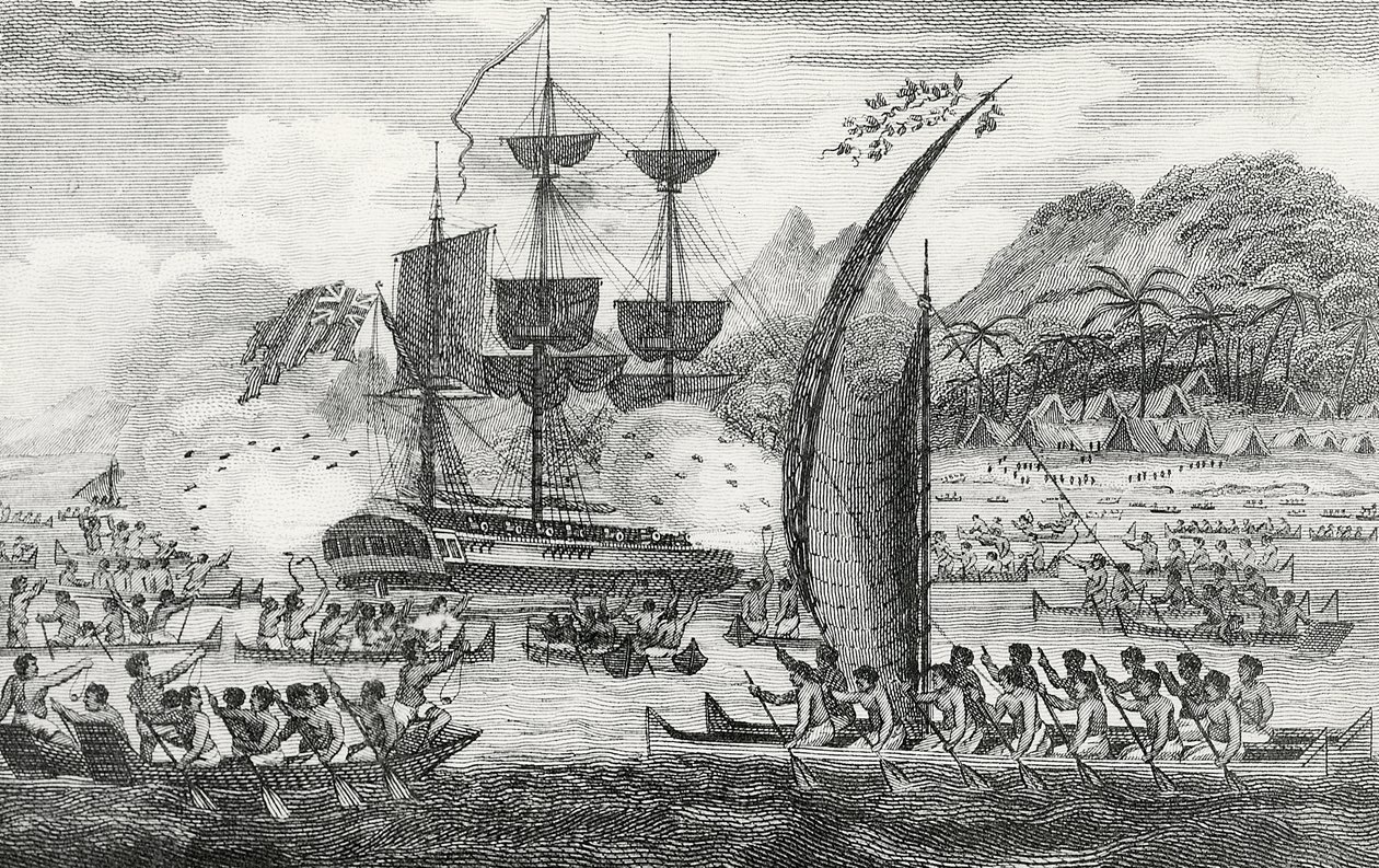 Kapten Wallis attackerad av indianerna av English School