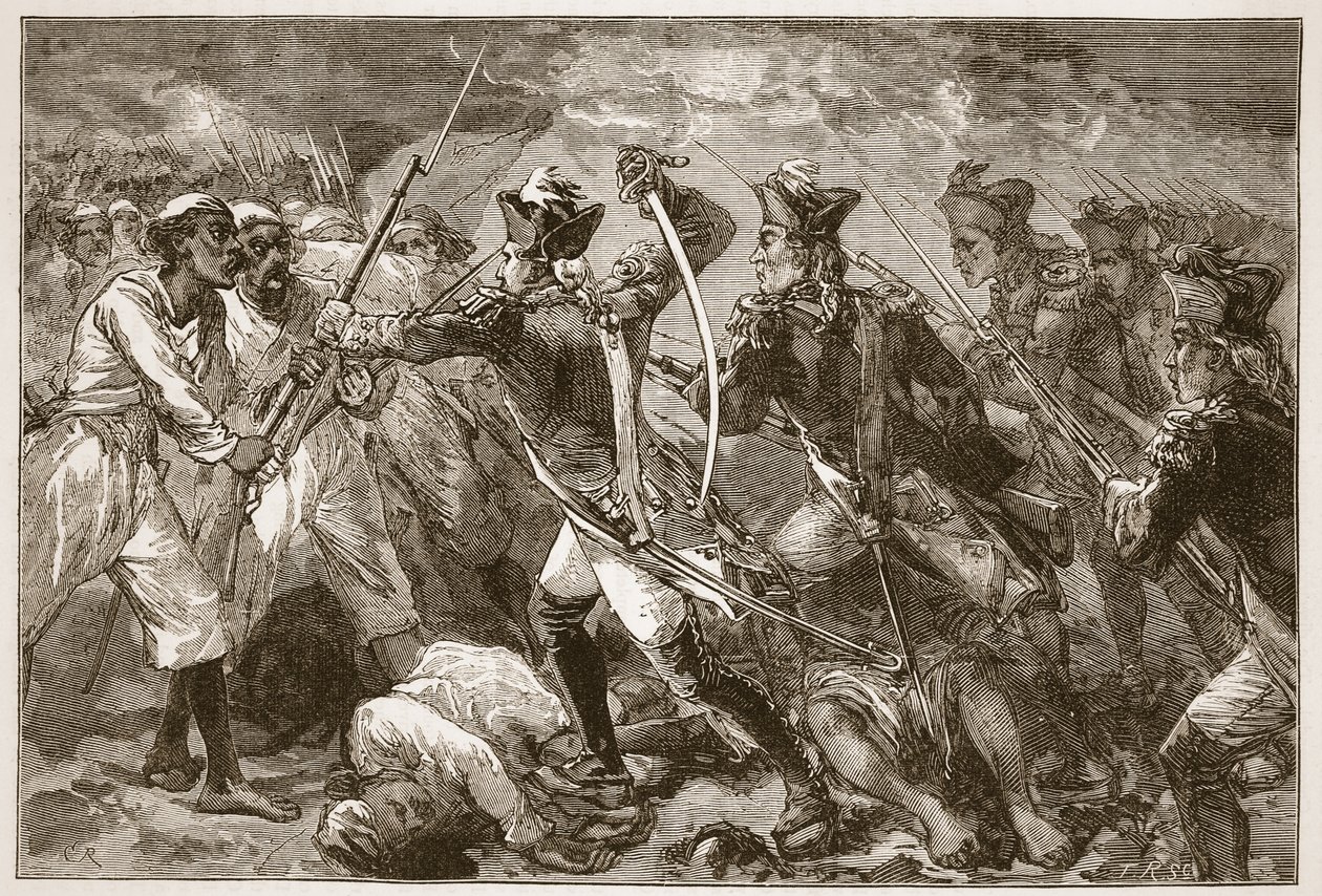 Kapten Yorke leder det övergivna hoppet på Masulipatam, Illustration från Cassells Illustrated History of India av James Grant, pub. 1879 av English School