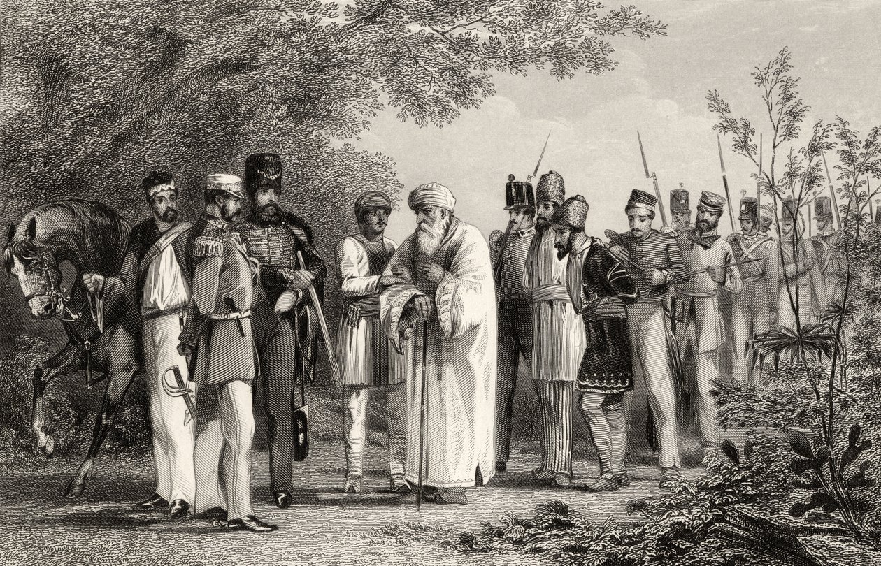 Captain of the King of Delhi av kapten Hodson, från "The History of the Indian Mytery" publicerad 1858 av English School