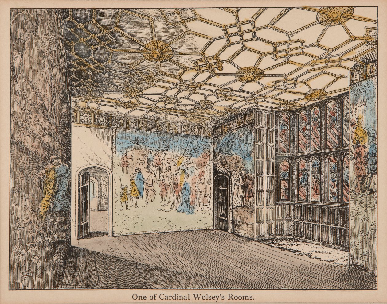 Kardinal Wolseys rum (handfärgad litho) av English School