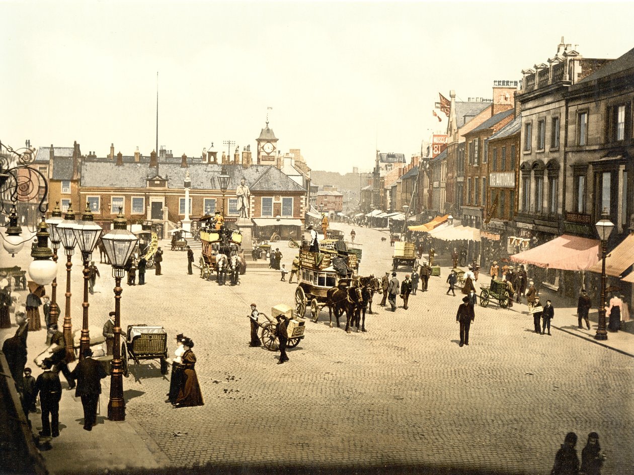 Carlisle Market Place (handfärgat foto) av English School