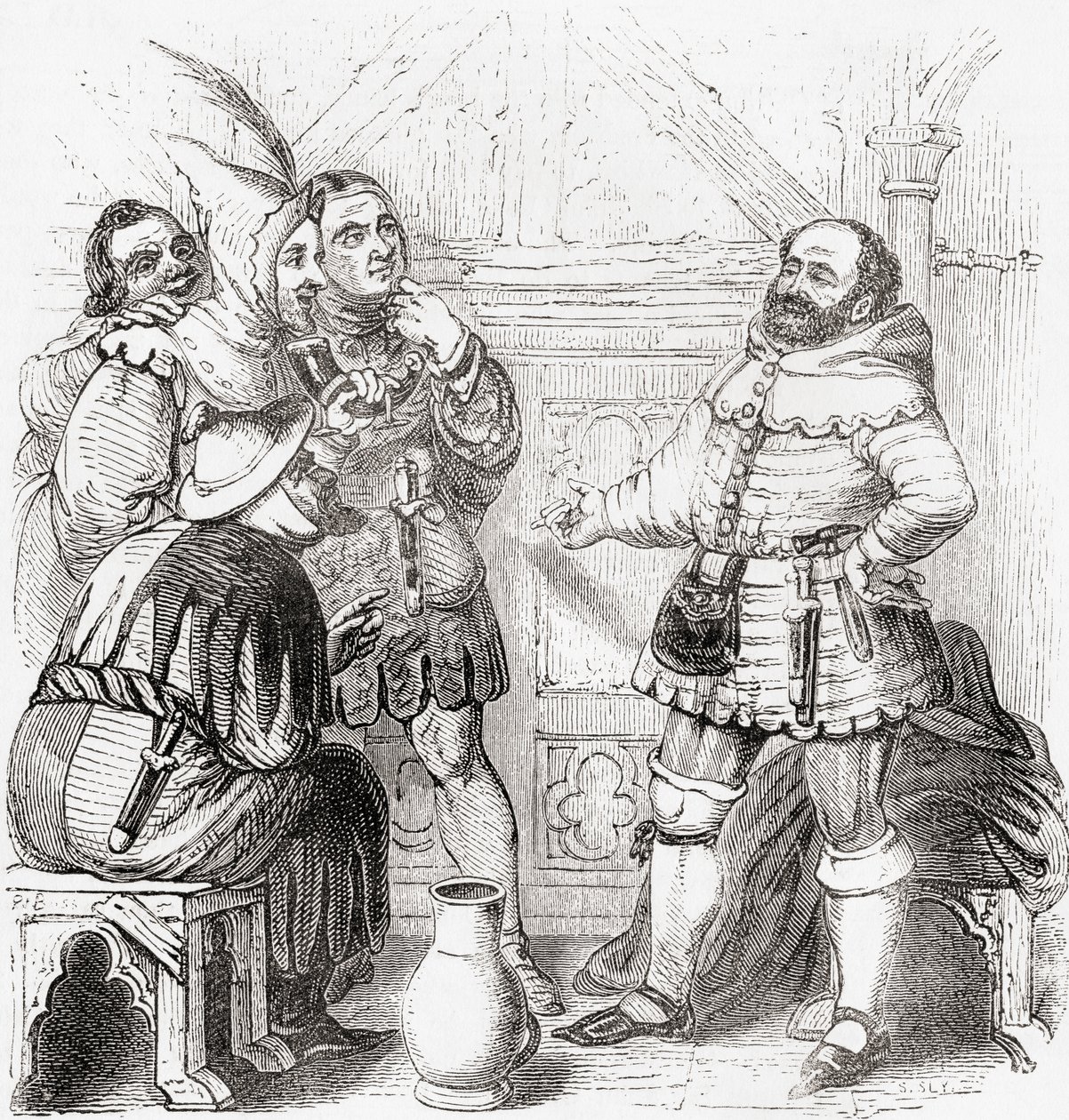 Snickare, haberdasher, vävare, färgare och gobelängmakare från Gamla England: Ett bildmuseum, pub. 1847 av English School