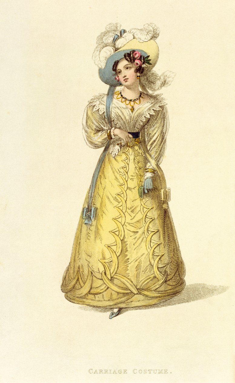 Vagnsdräkt, modetallrik från Ackermanns Repository of Arts, ca 1827 av English School