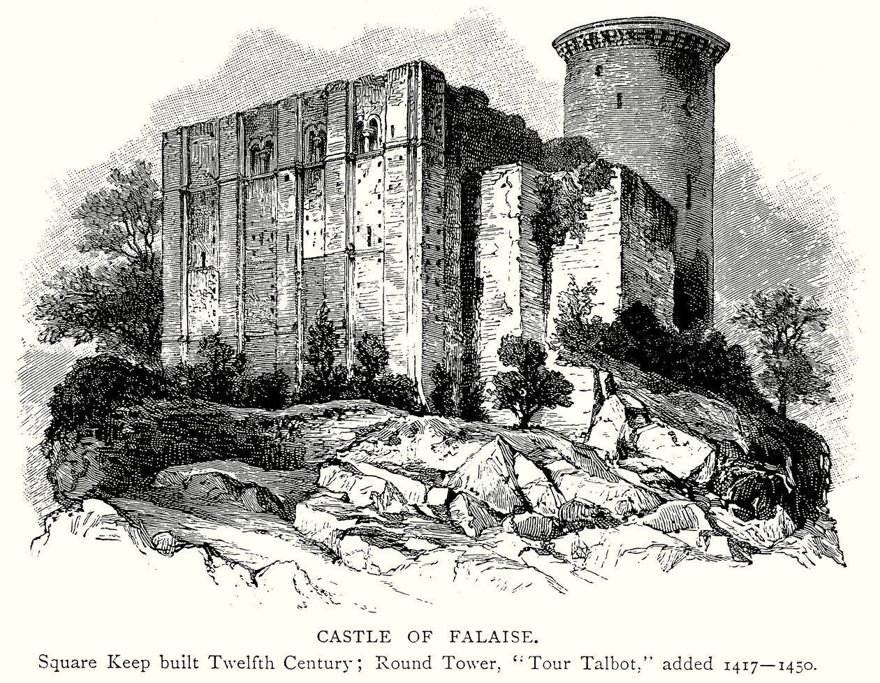 Slottet i Falaise (gravyr) av English School