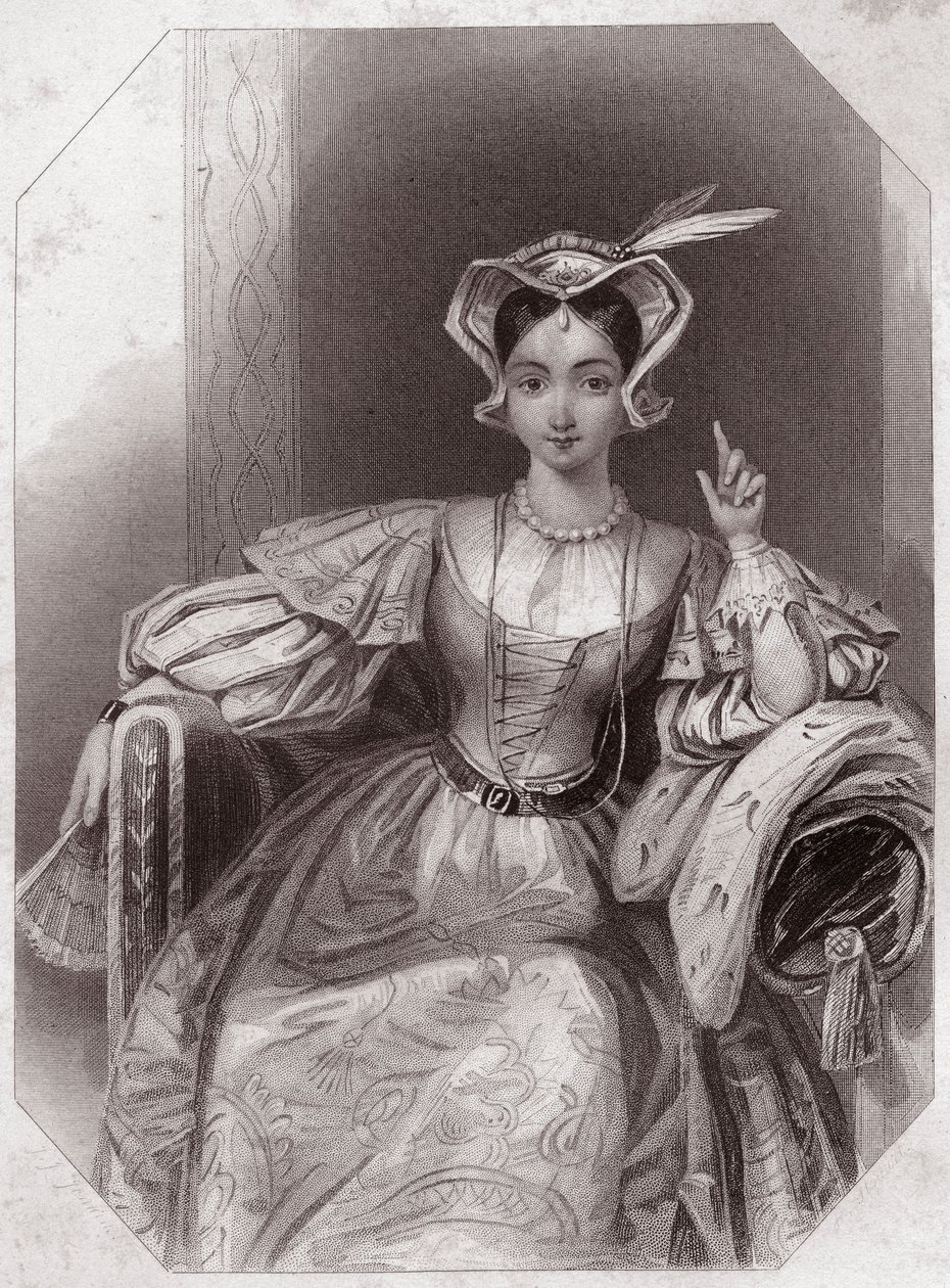 Katarina av Frankrike (Catherine, dotter till Charles VI och Isabeau) (Henri V) (The Chronicle History of Henry the Fifth) i - "" Galerie des femmes de Shakespeare, samling av fyrtiofem allvarliga porträtt av de tidiga Londonkonstnärerna, berikad med kriti av English School