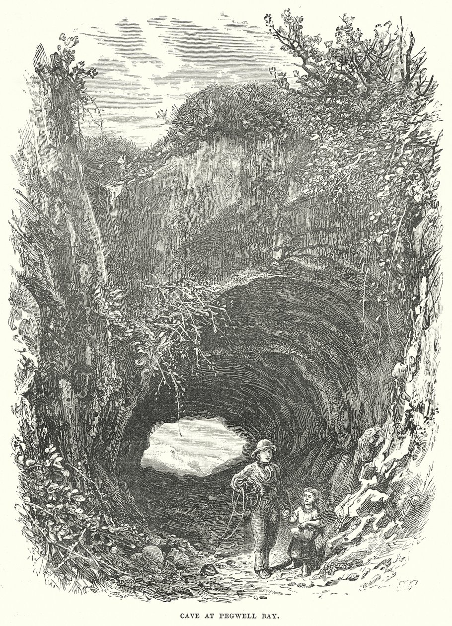 Grotta vid Pegwell Bay (gravyr) av English School