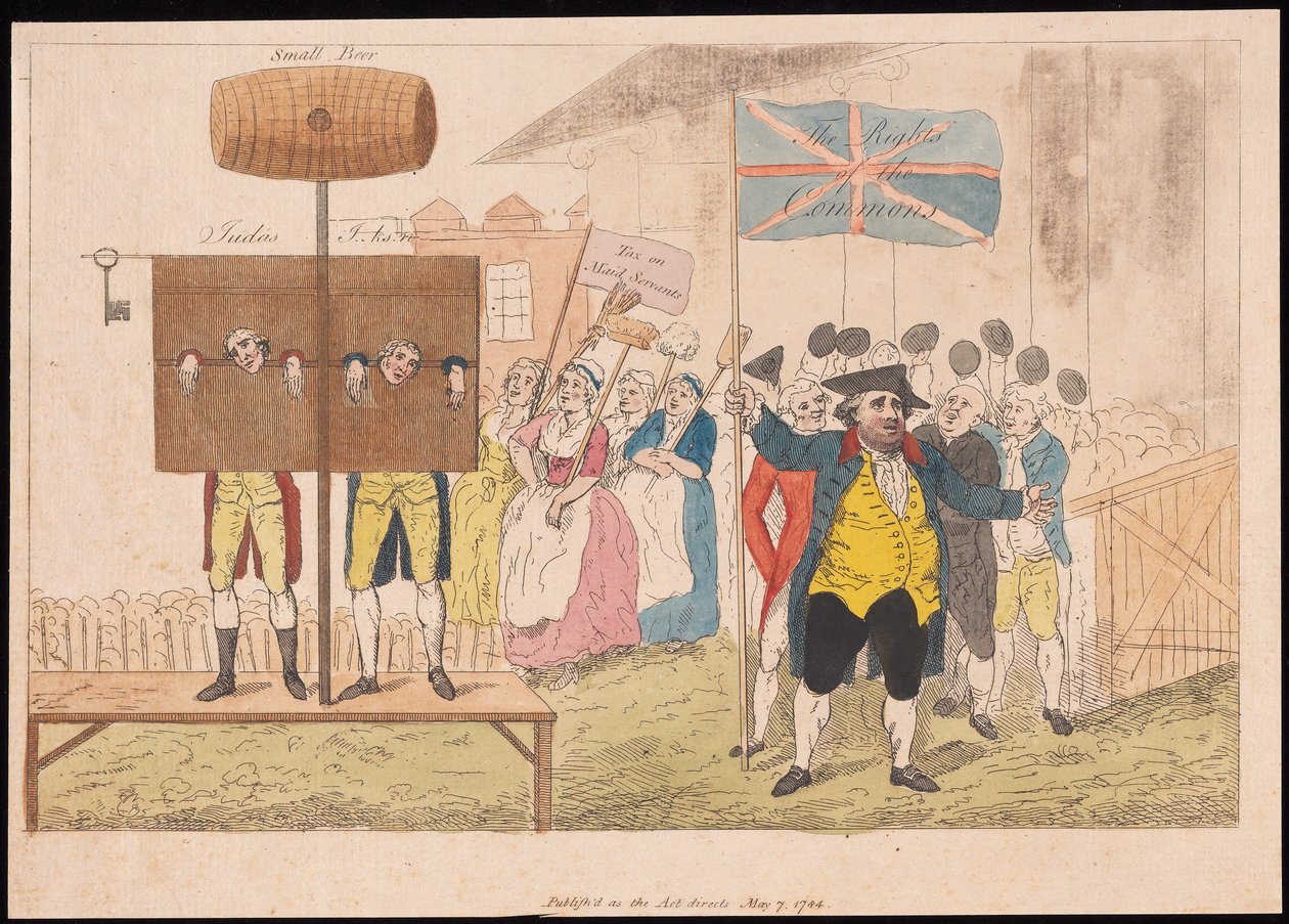 Cecil Wray i Pillory The Rights of the Commons, pub. 1784 (handfärgad gravyr) av English School