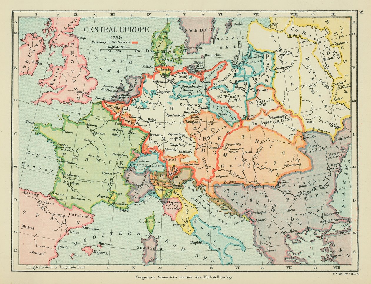 Centraleuropa (färglitografi) av English School