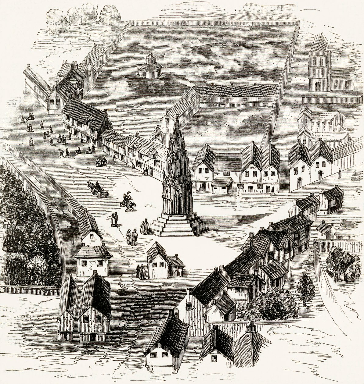 Charing Cross, London, på 1500-talet, ca 1865 (trästick) av English School