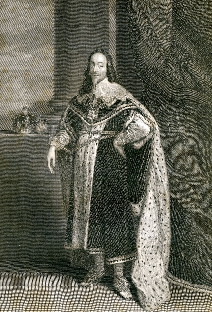 Charles 1st, graverad av F. Holl efter Van Dyck, 1800-talet av English School