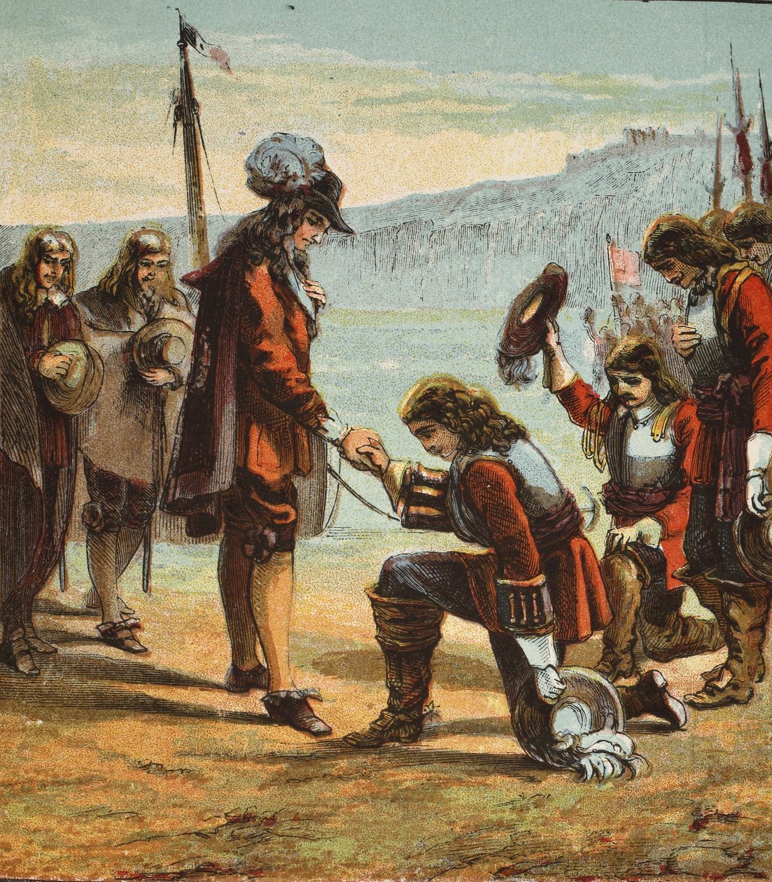 Charles II och General Monk, pub. 1890 av English School