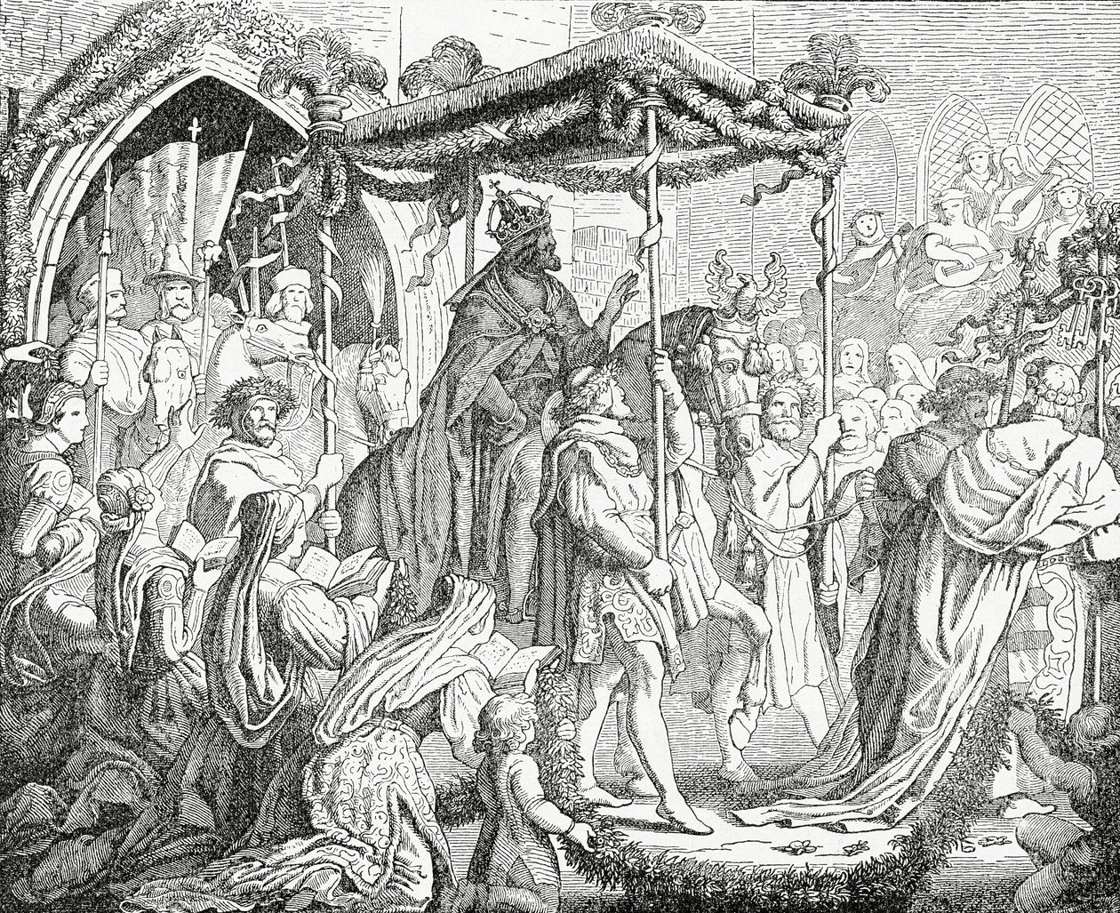 Karl IV, helige romerske kejsare, besökte påven Urban V i Avignon 1365, 1882 av English School