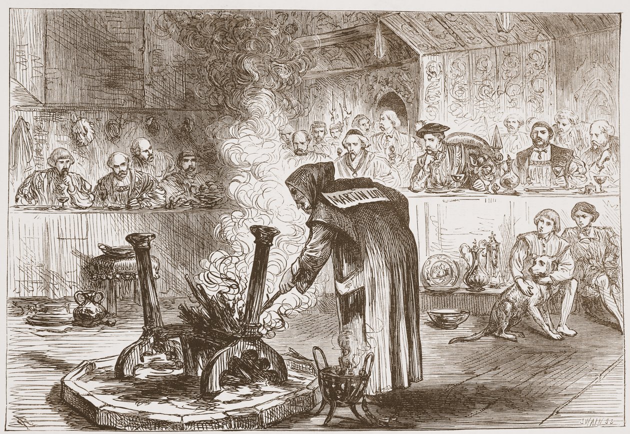 Charles ser The Play of the Masks, illustration från The History of Protestantism av James Aitken Wylie (1808-1890), pub. 1878 av English School