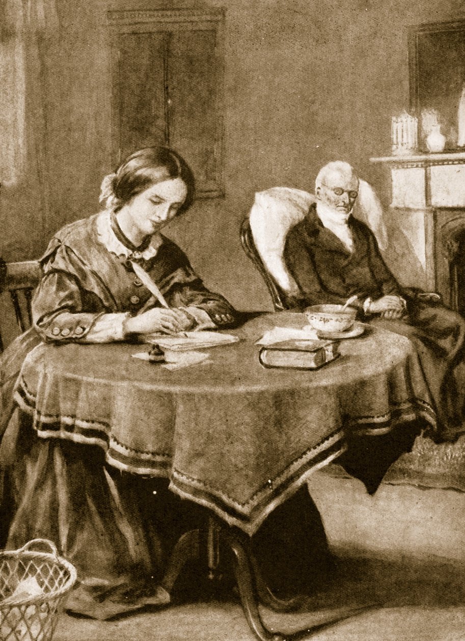 Charlotte Bronte arbetar på Jane Eyre av English School