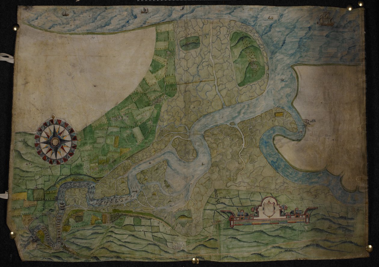 Karta över floden Medways lopp från Rochester till The Nore av English School
