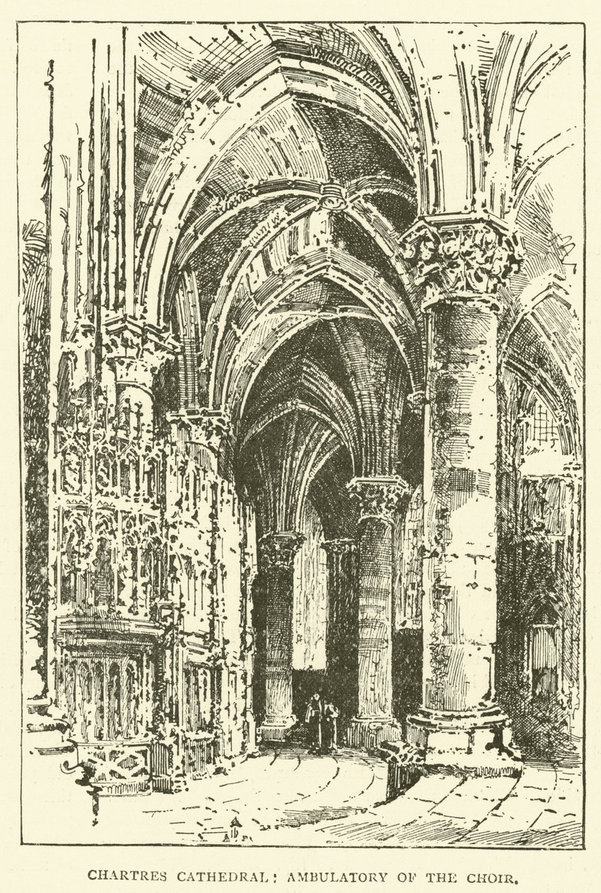 Katedralen i Chartres, körens ambulatorium (gravyr) av English School
