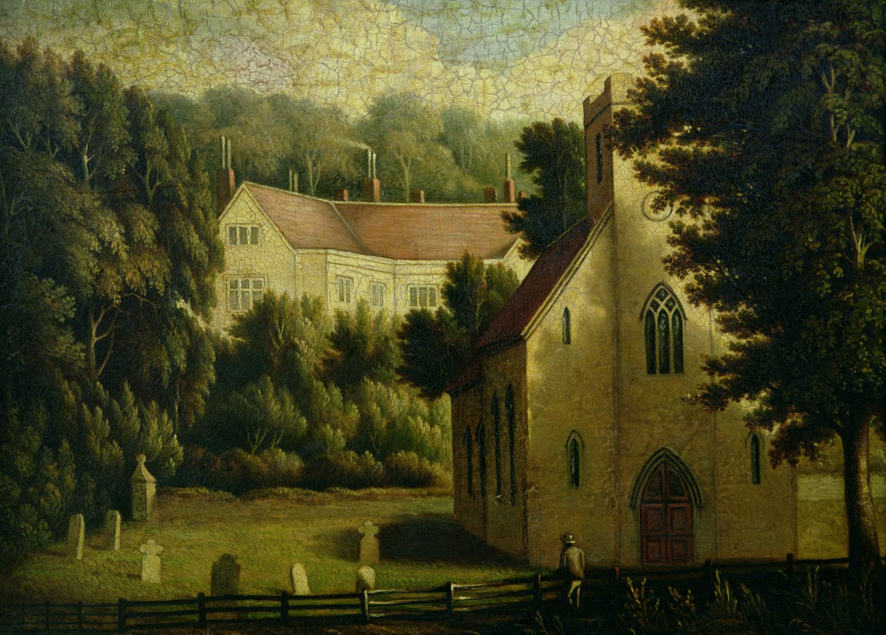 Chawton House och kyrka, 1809 av English School
