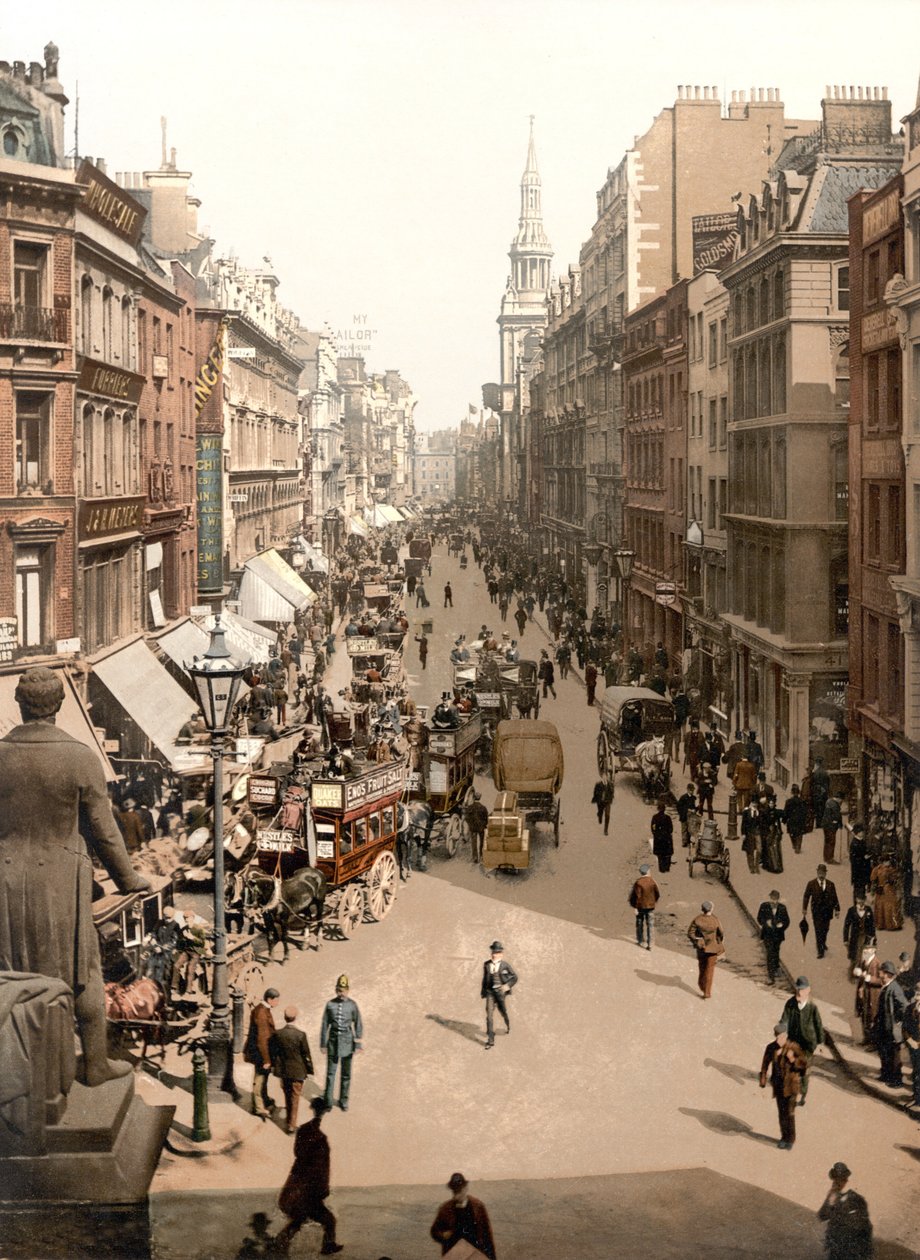 Cheapside, London (handfärgat foto) av English School