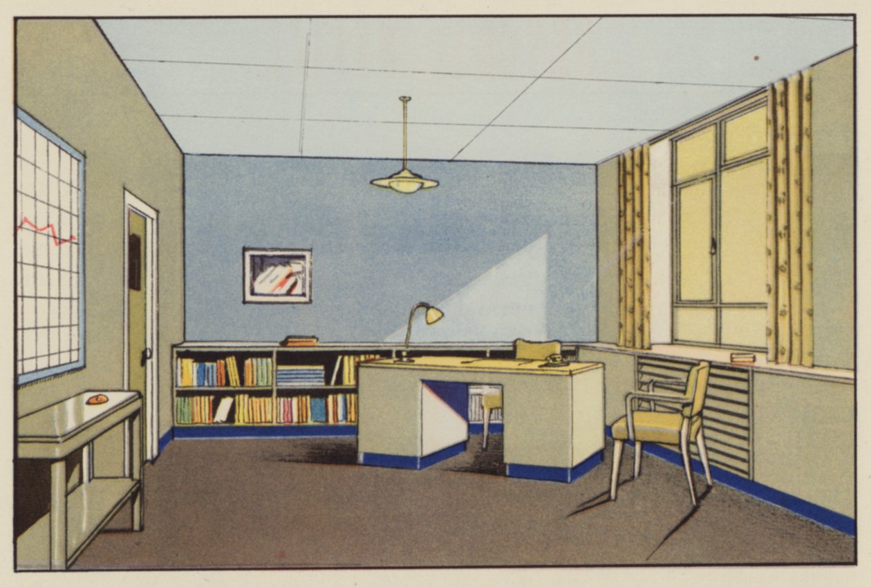 Chief Sales Office (färglitografi) av English School