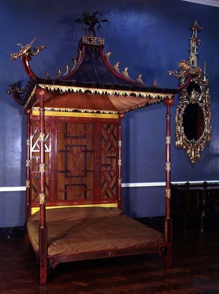 Chippendale-säng i kinesisk stil, från Badminton, Gloucestershire, 1750-54 av English School