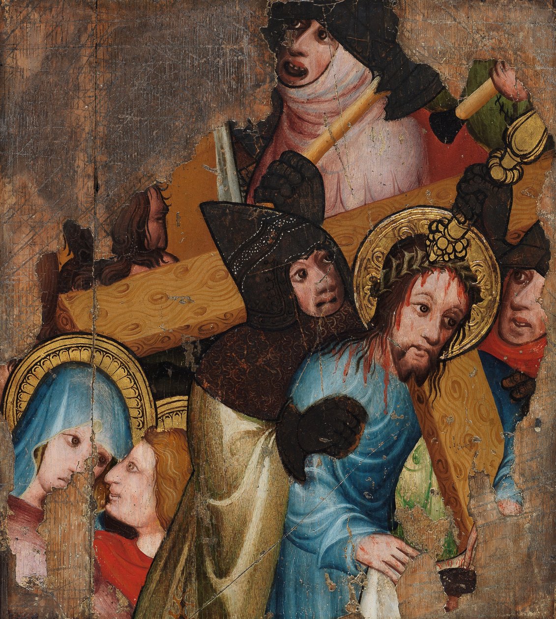 Kristus som bär korset, ca 1400-25 (tempera & bladguld på panel) av English School