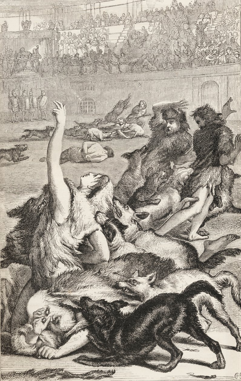 Kristna martyrer i den romerska arenan, ca 1865 (trästick) av English School