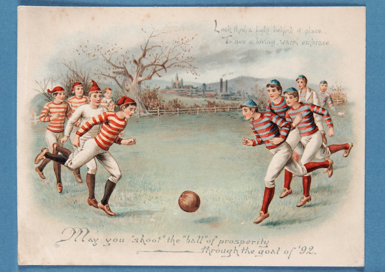 Julvykort av en fotbollsmatch, 1892 av English School